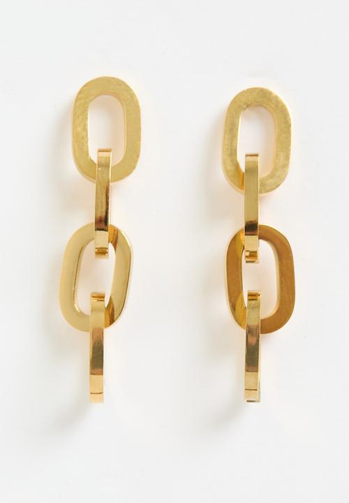Zoe on Trend - Modern Link Drop Earrings- Gold