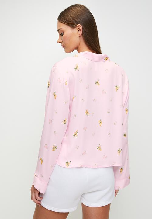 Hunkemoller - Jacket ls viscose lemon - primrose pink