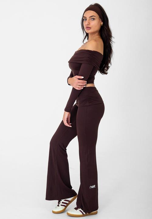 Net Athletic - Latte lounge flare pants - espresso brown