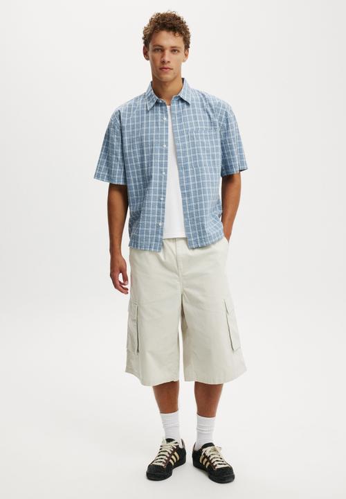 Cotton On - Darcy Short Sleeve Shirt - Sky Check