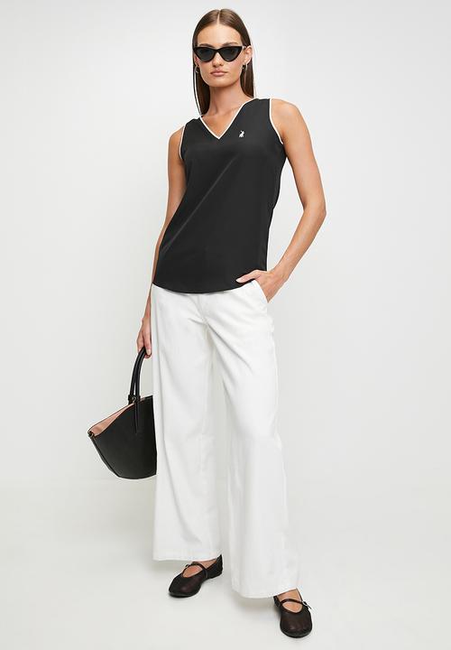 POLO - Wmn Anna s/l V-Neck Blouse - Black
