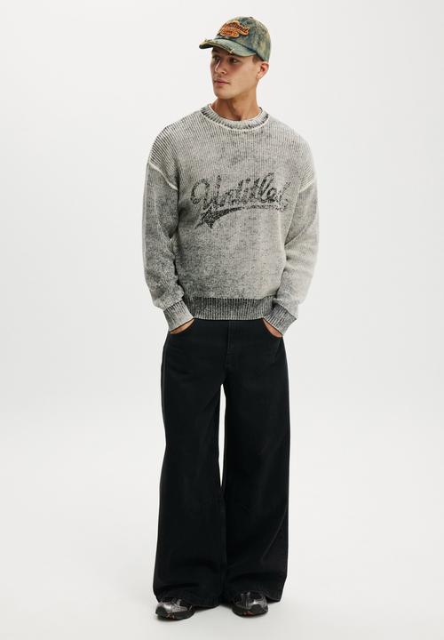 Cotton On - Y2K Box Fit Crew Knit - White Spray