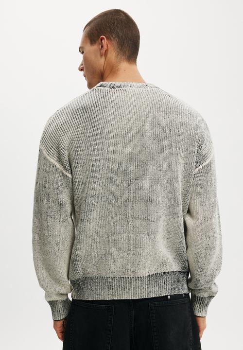 Cotton On - Y2K Box Fit Crew Knit - White Spray