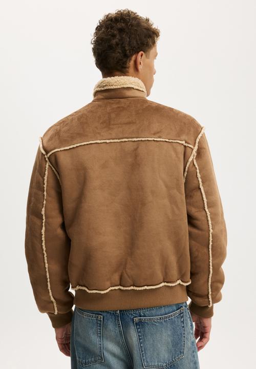 Cotton On - Faux Sherling Bomber Jacket - Brown