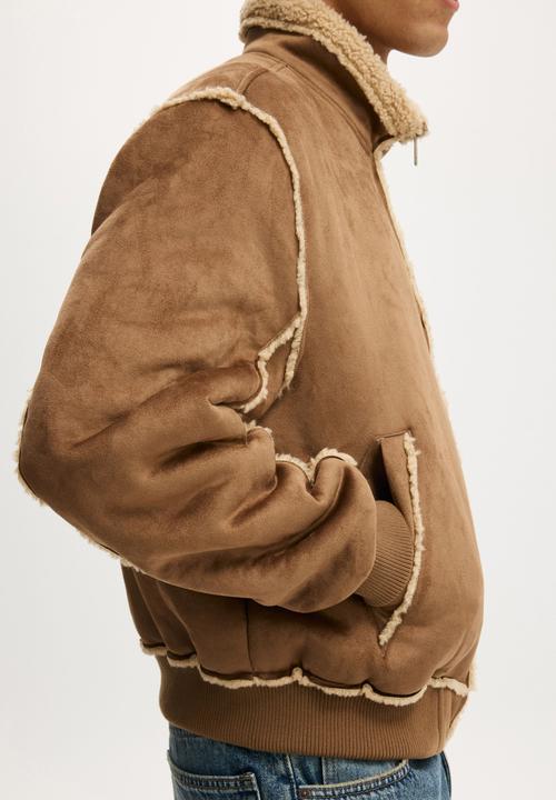 Cotton On - Faux Sherling Bomber Jacket - Brown