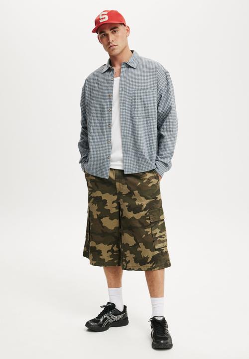 Cotton On - Hudson Long Sleeve Shirt - Blue Micro Check
