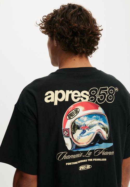 Cotton On - Box Fit Graphic T-shirt - Black/Club Alpine