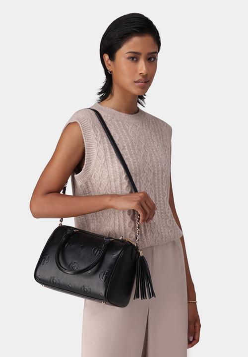 Forever New - Rosie embossed print barrel bag - black