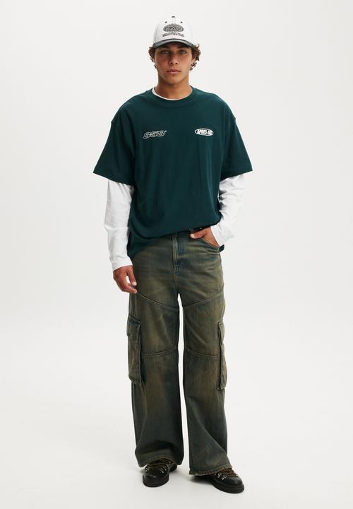 Cotton On - Box Fit Graphic T-shirt - Deep Sea Teal/525 Ski