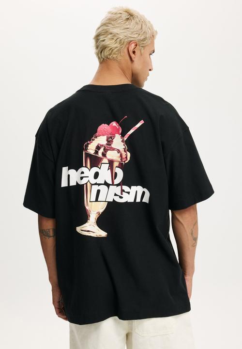 Cotton On - Box Fit Graphic T-shirt - Black/Hedonism