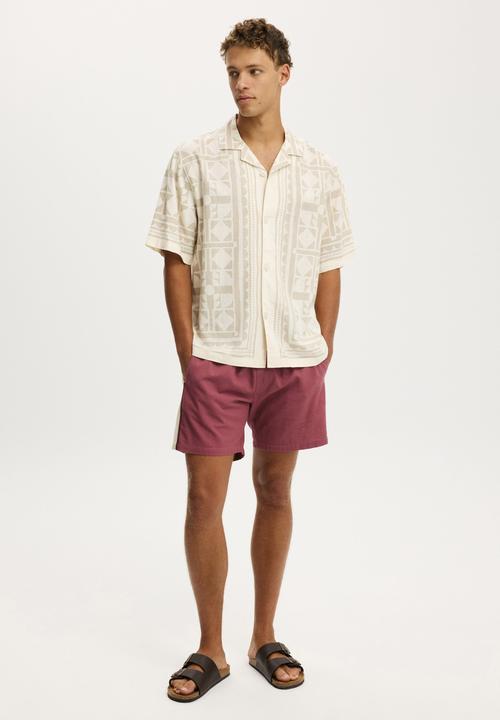 Cotton On - Cabana Short Sleeve Shirt - Stone Tile Print