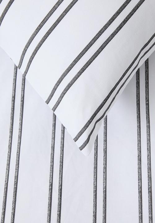 Sixth Floor - Cotton Blend Terrye Stripe Duvet Set - Black & White 