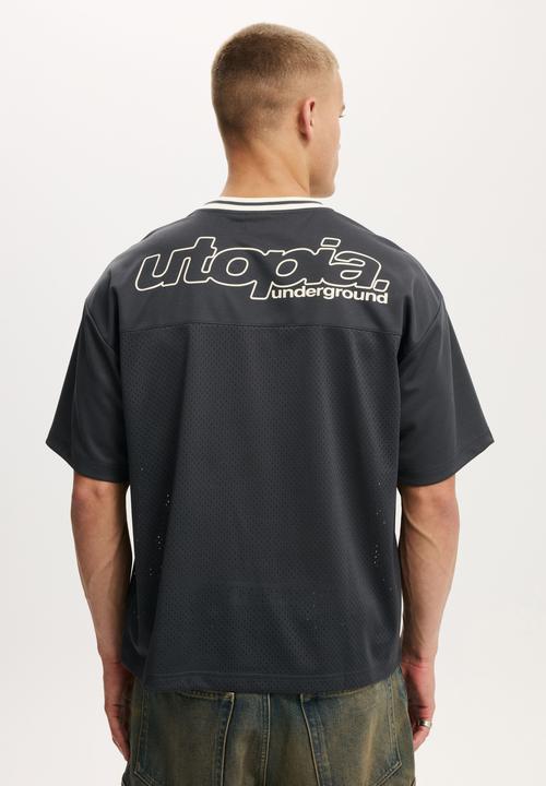 Cotton On - Football Jersey - Washed Black/Ninety-Six
