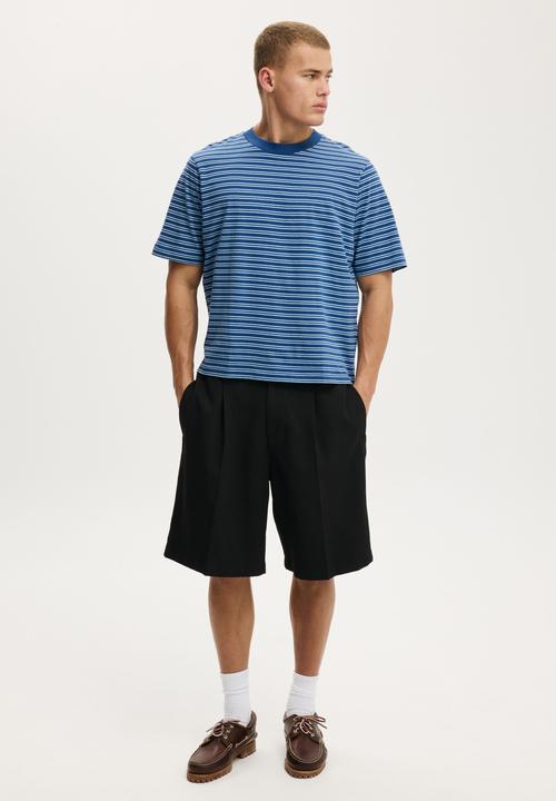 Cotton On - Cropped Fit T-shirt - Cobalt/Pearl Blue Stripe