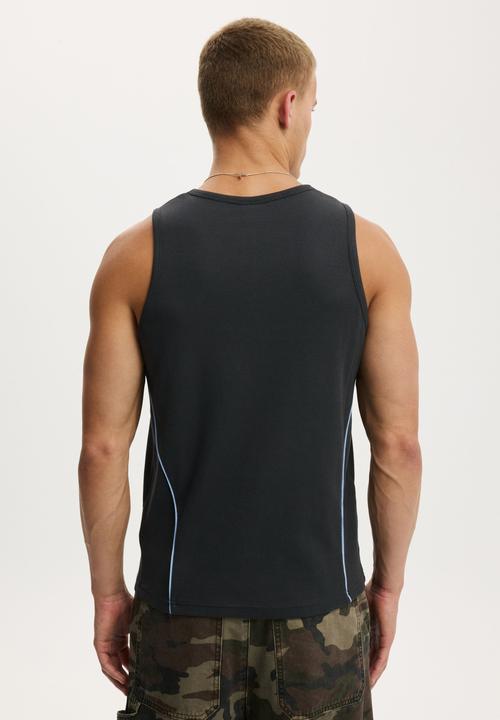 Cotton On - Cropped Rib Muscle - Washed Black/Y3K Utopia