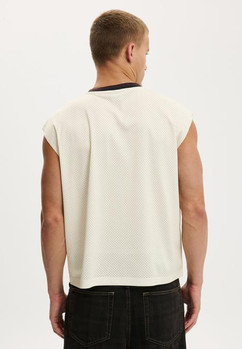 Cotton On - Football Muscle Jersey - Ecru/2Ndstar