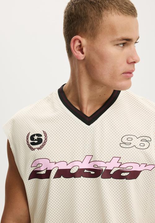 Cotton On - Football Muscle Jersey - Ecru/2Ndstar