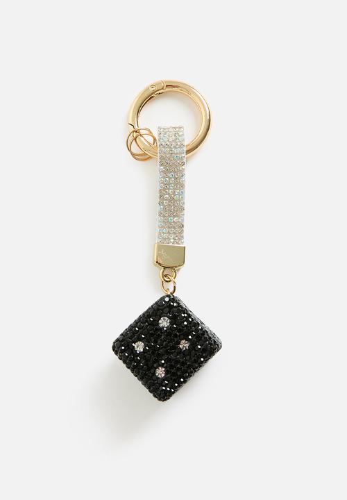 Tessa Design - Alexandra diamante dice bag charm-black