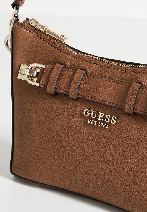 GUESS - Gregoria Top Zip Shoulder Bag - Tan