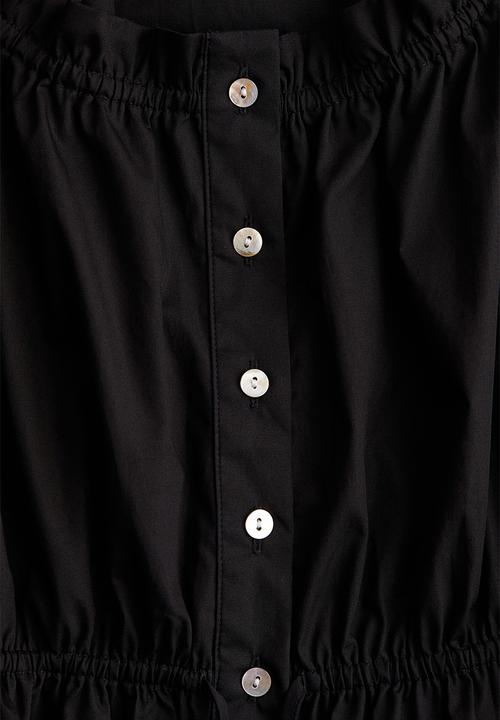 H&M - Frill-trimmed cotton blouse - black