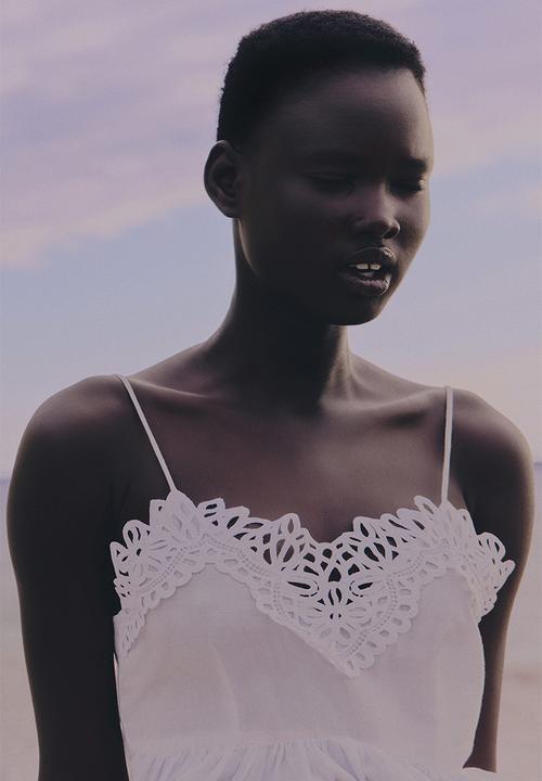 H&M - Lace-trimmed strappy top - white