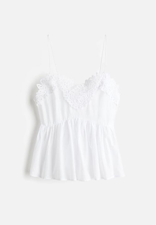 H&M - Lace-trimmed strappy top - white