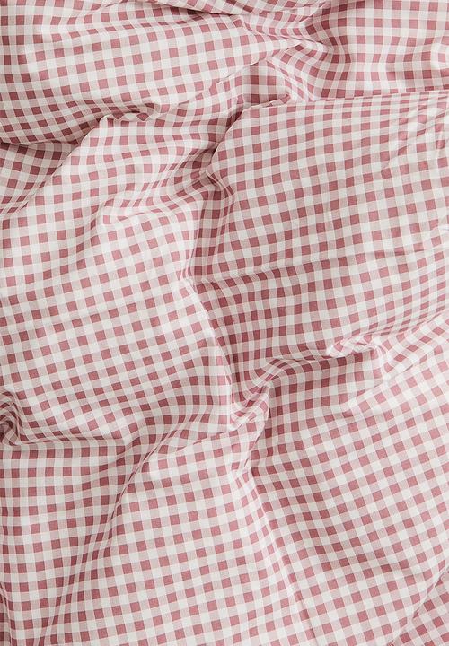 H&M - Patterned double/king size duvet cover set - dark dusty pink/gingham