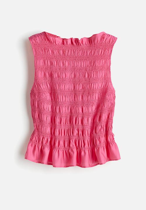H&M - Smocked top - bright pink