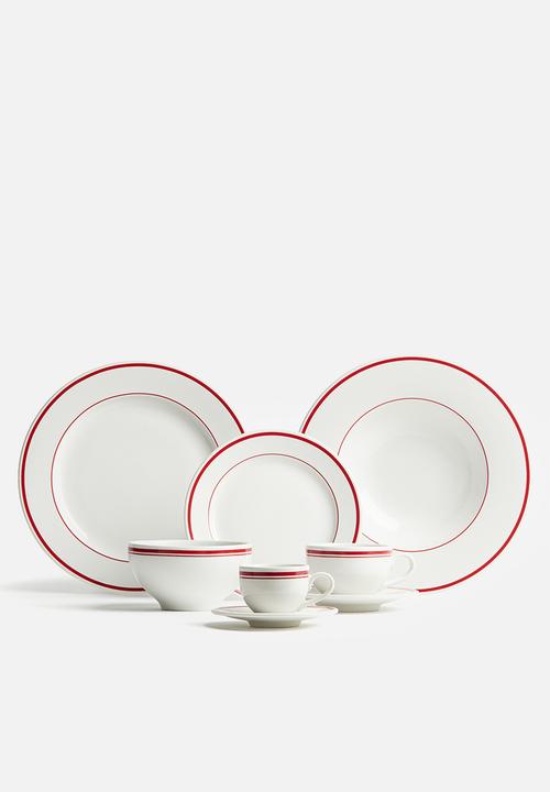 H&M - Porcelain dinner plate - white/red