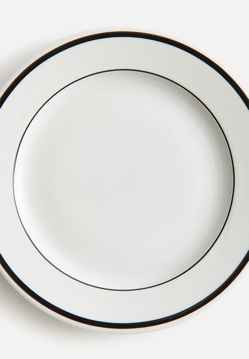 H&M - Porcelain mid plate - white/black 