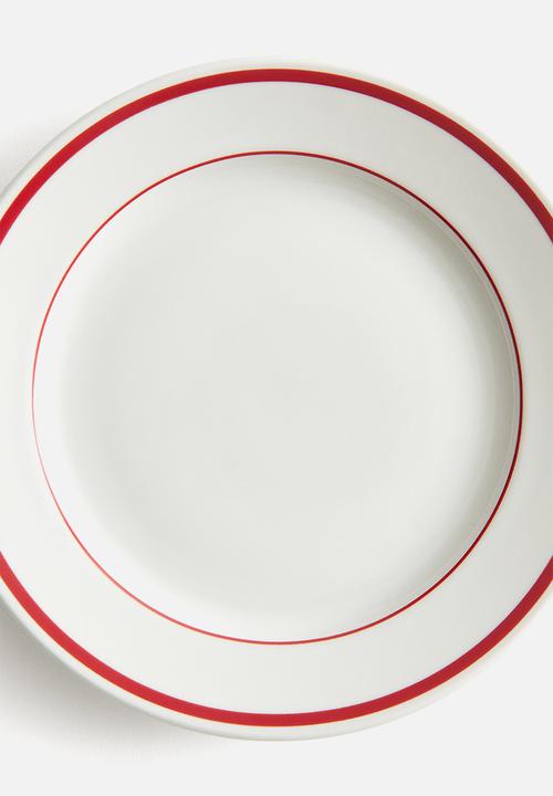 H&M - Porcelain mid plate - white/red