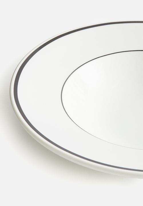H&M - Porcelain deep plate - white/black