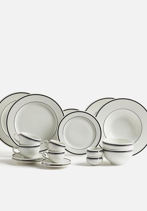 H&M - Porcelain deep plate - white/black