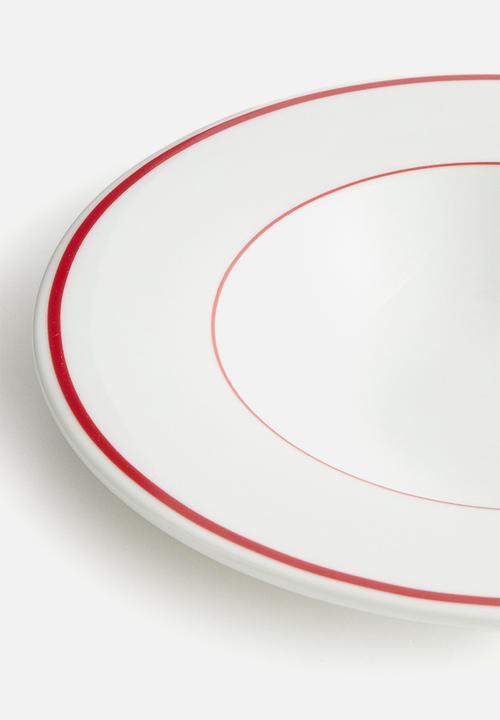 H&M - Porcelain deep plate - white/red