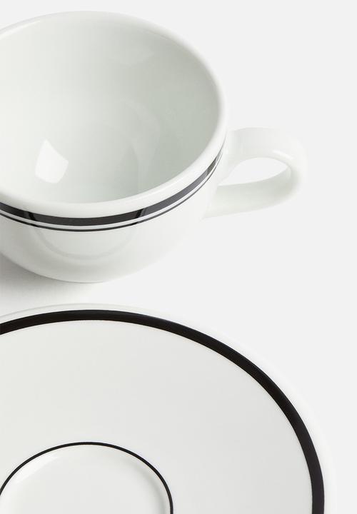 H&M - Cappuccino cup and saucer - white/black 