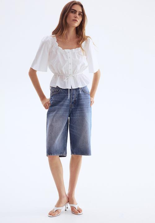 H&M - Frill-trimmed cotton blouse - white