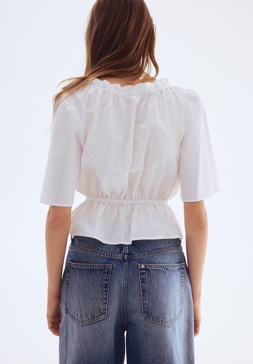 H&M - Frill-trimmed cotton blouse - white