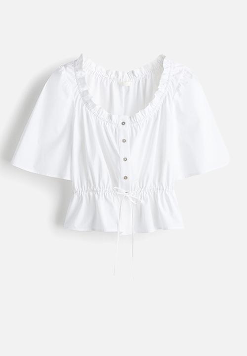 H&M - Frill-trimmed cotton blouse - white