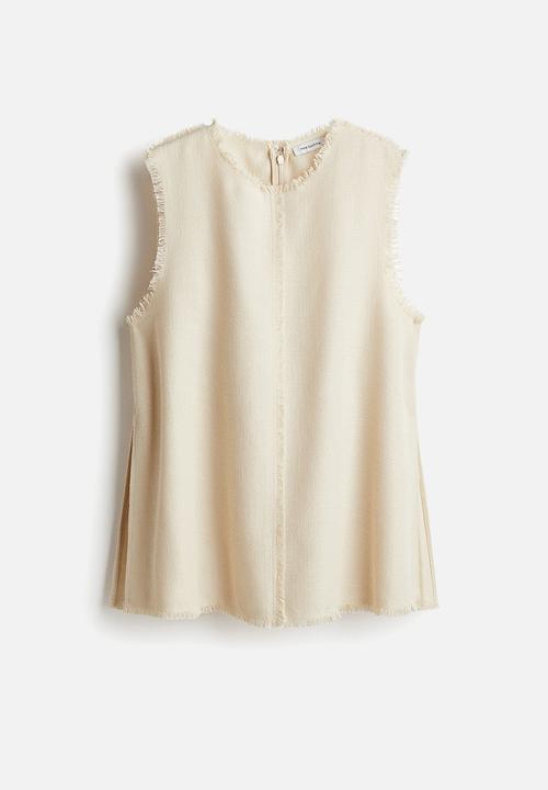 H&M - Frayed-edge twill top - light beige
