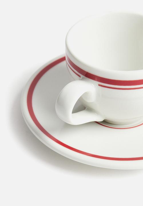 H&M - Espresso cup and saucer - white/red