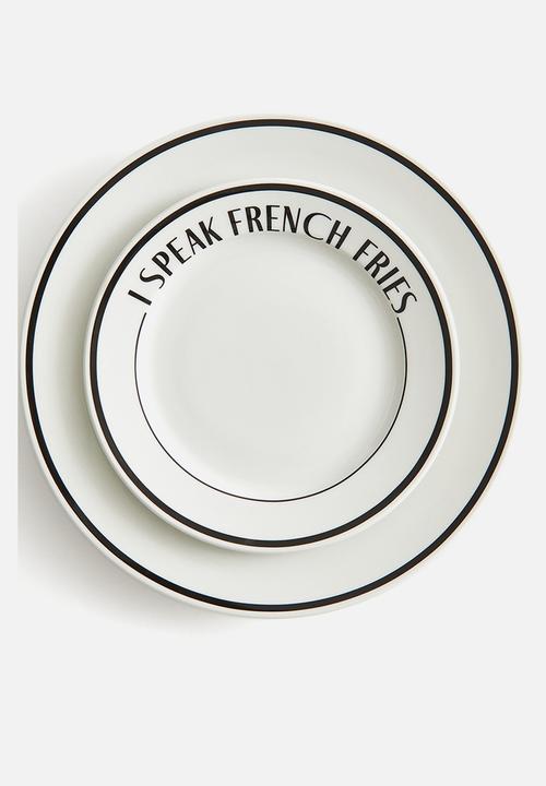 H&M - Porcelain mid plate - white/french fries