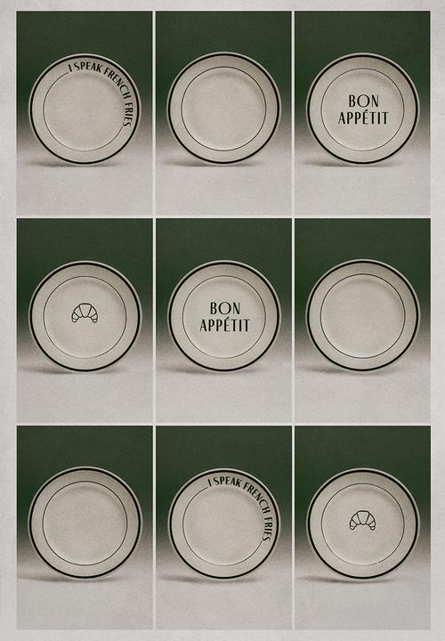 H&M - Porcelain mid plate - white/bon appétit 