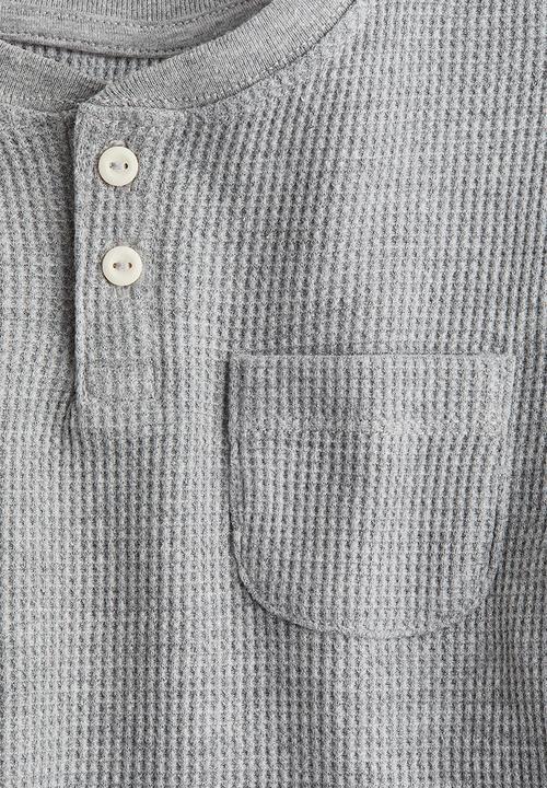 H&M - Waffled henley top - grey