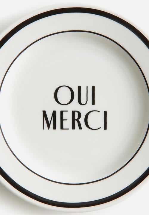 H&M - Small porcelain plate - white/oui merci 