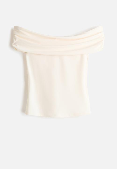 H&M - Draped off-the-shoulder top - cream