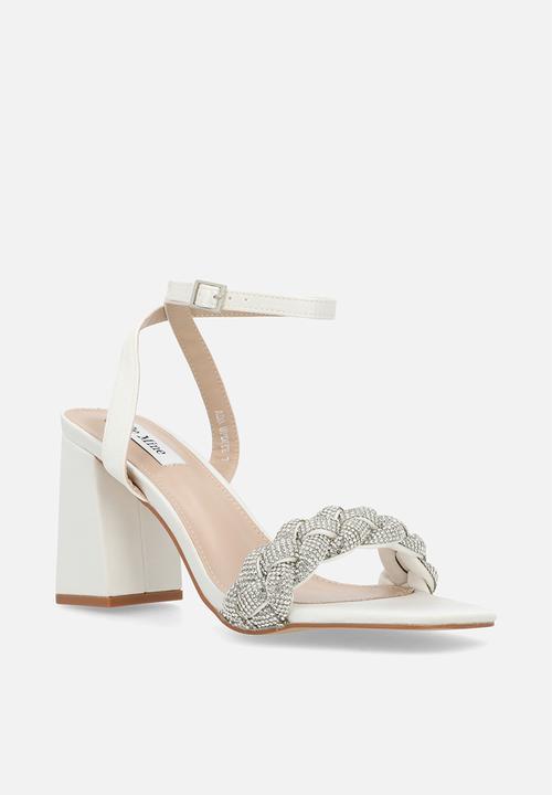 Be Mine - Ada block ankle strap heel - ivory satin