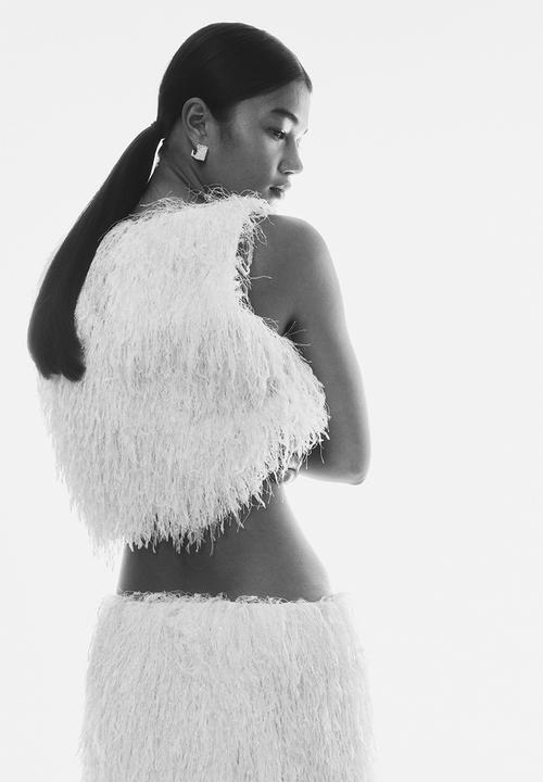 H&M - Fringed cropped top - cream