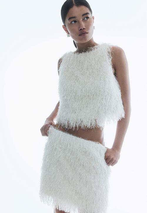 H&M - Fringed mini skirt - cream