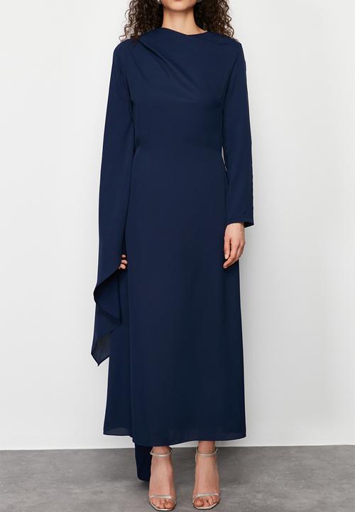 Trendyol - Maxi A line L/S Woven Dress - Navy