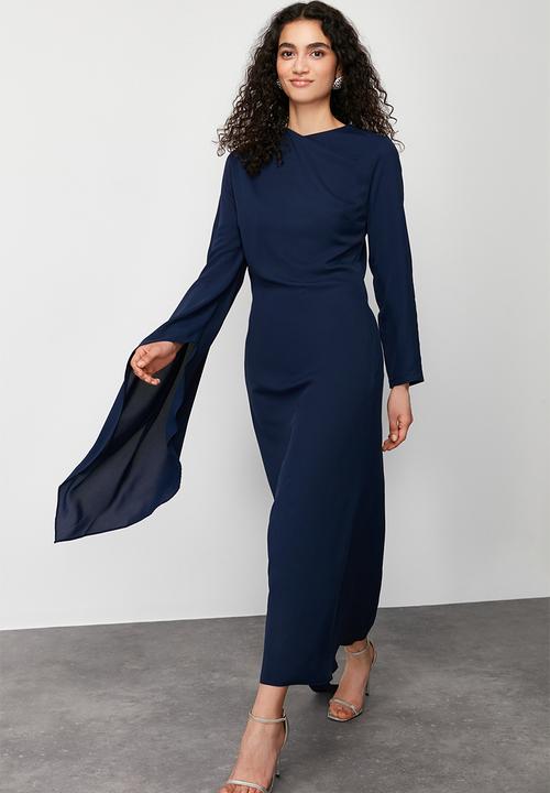 Trendyol - Maxi A line L/S Woven Dress - Navy